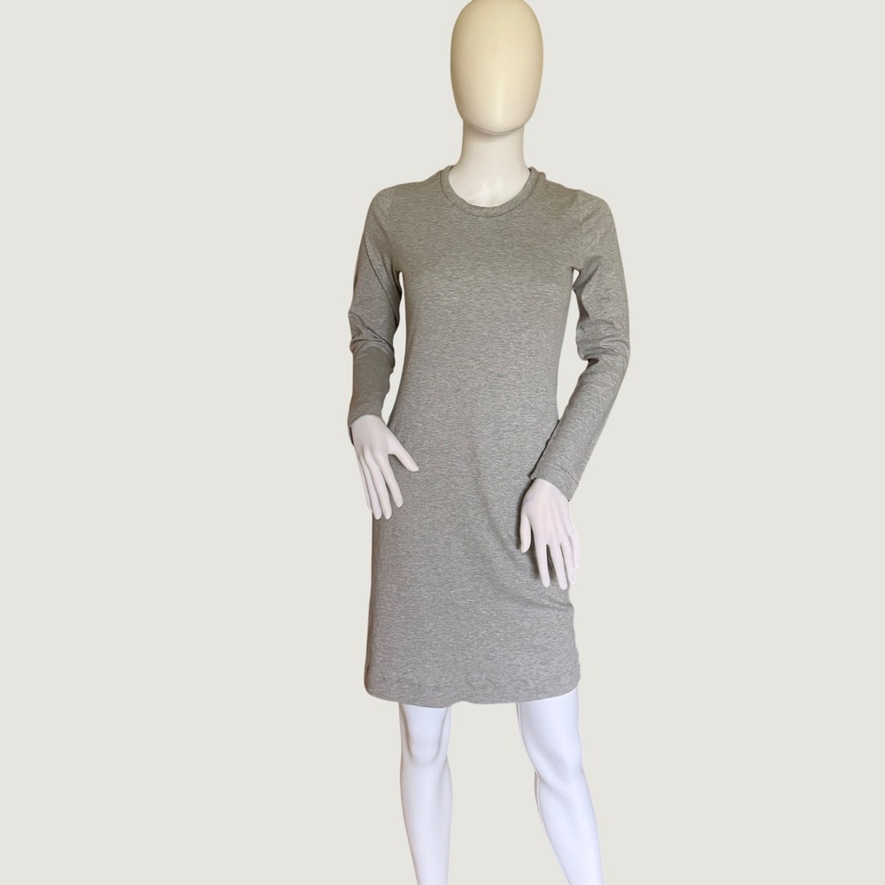 Hanro Womens Grey Long Sleeve Jersey Knit T-Shirt Dress with Pockets Size XS